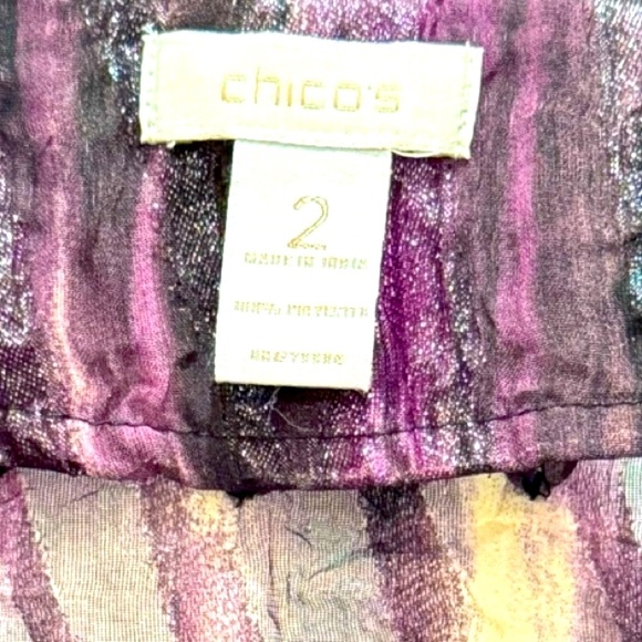 Chico’s Size 2 (US 12) Purple & Black Sheer Long Sleeve Embellished Tunic - Picture 4 of 5
